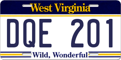 WV license plate DQE201