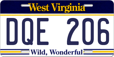WV license plate DQE206