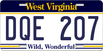 WV license plate DQE207