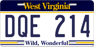 WV license plate DQE214