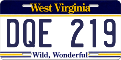 WV license plate DQE219