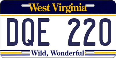 WV license plate DQE220