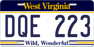 WV license plate DQE223
