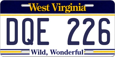 WV license plate DQE226