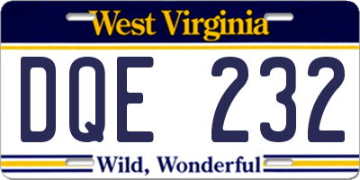 WV license plate DQE232