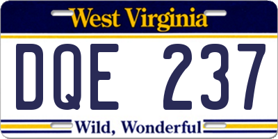 WV license plate DQE237
