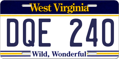 WV license plate DQE240