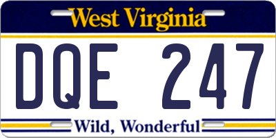 WV license plate DQE247