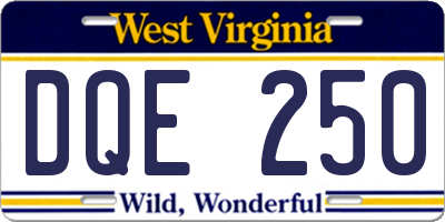 WV license plate DQE250