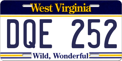 WV license plate DQE252