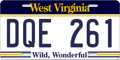 WV license plate DQE261