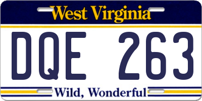 WV license plate DQE263