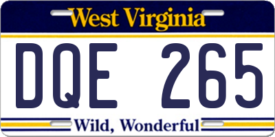 WV license plate DQE265