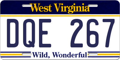 WV license plate DQE267