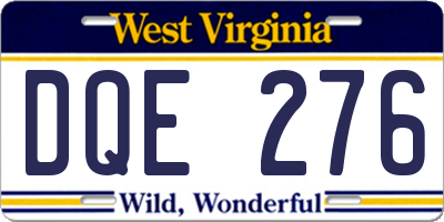 WV license plate DQE276