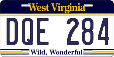 WV license plate DQE284