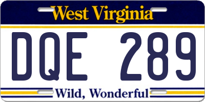 WV license plate DQE289