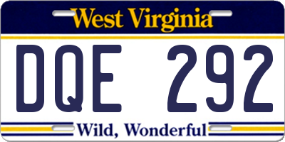 WV license plate DQE292