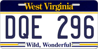 WV license plate DQE296