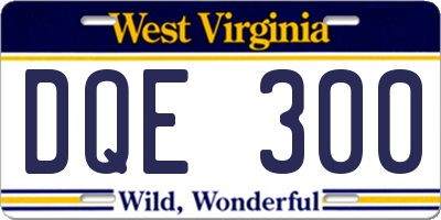 WV license plate DQE300