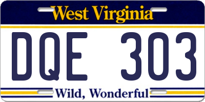 WV license plate DQE303