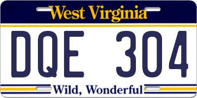 WV license plate DQE304