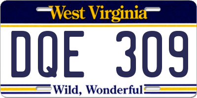 WV license plate DQE309