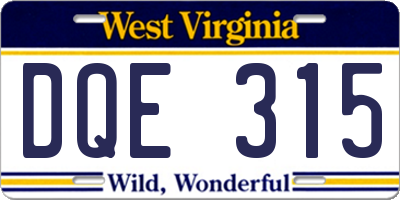 WV license plate DQE315