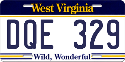 WV license plate DQE329