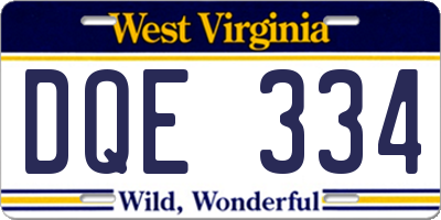 WV license plate DQE334