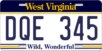 WV license plate DQE345