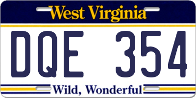 WV license plate DQE354