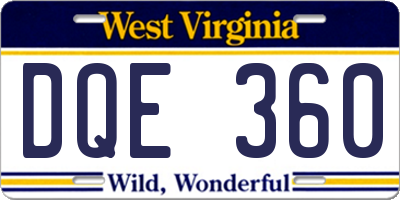 WV license plate DQE360