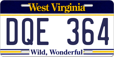 WV license plate DQE364