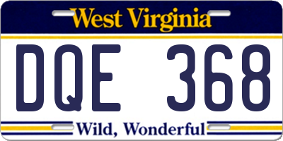 WV license plate DQE368