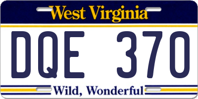 WV license plate DQE370