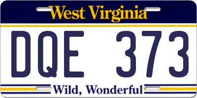 WV license plate DQE373