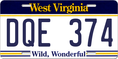 WV license plate DQE374