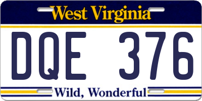 WV license plate DQE376