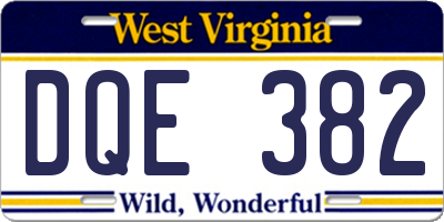 WV license plate DQE382
