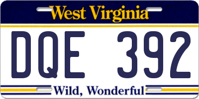 WV license plate DQE392