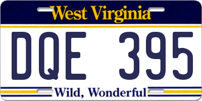 WV license plate DQE395