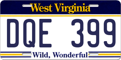 WV license plate DQE399