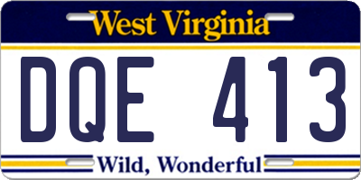 WV license plate DQE413