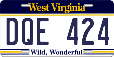 WV license plate DQE424