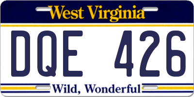 WV license plate DQE426