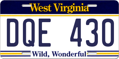 WV license plate DQE430