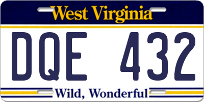 WV license plate DQE432