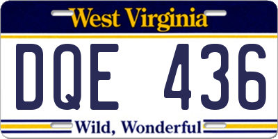WV license plate DQE436