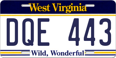 WV license plate DQE443